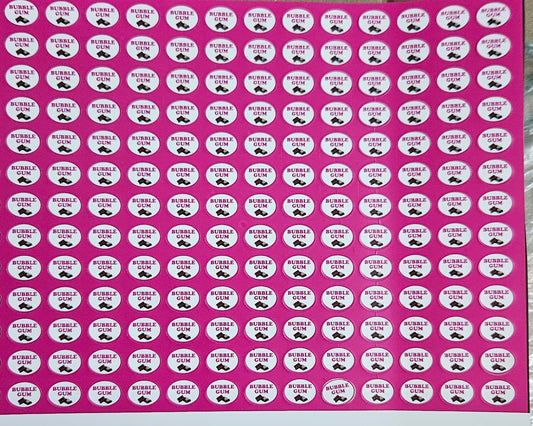 Bubble Gum Flavour Small 0.5 inch Chocolate Stickers