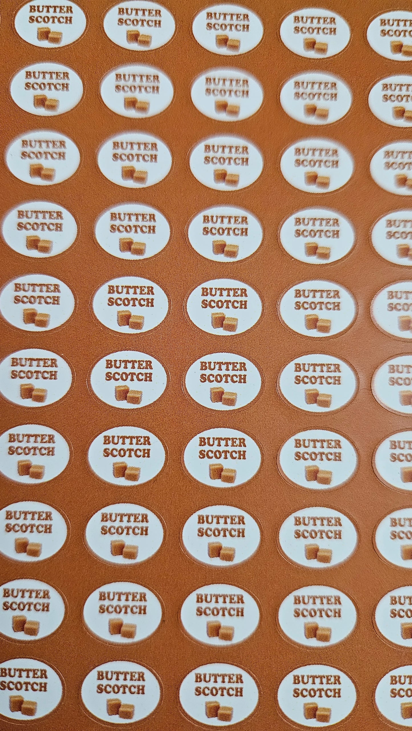Butterscotch Flavour Small 0.5 inch Chocolate Stickers