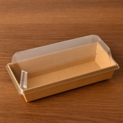 Bake N Serve - Kraft and White With Lid | Dessert Packing Containers | 400 Gm | Pack of 10