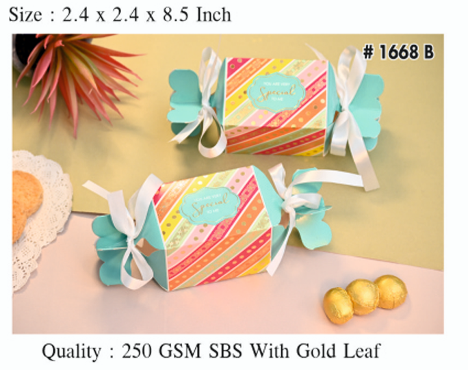 Premium Toffee Shape Chocolate/ Candy Gift box with gold leaf (Pack of 10) 2 Mix colours