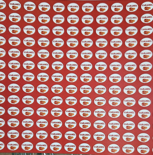 Caramel Flavour Small 0.5 inch Chocolate Stickers