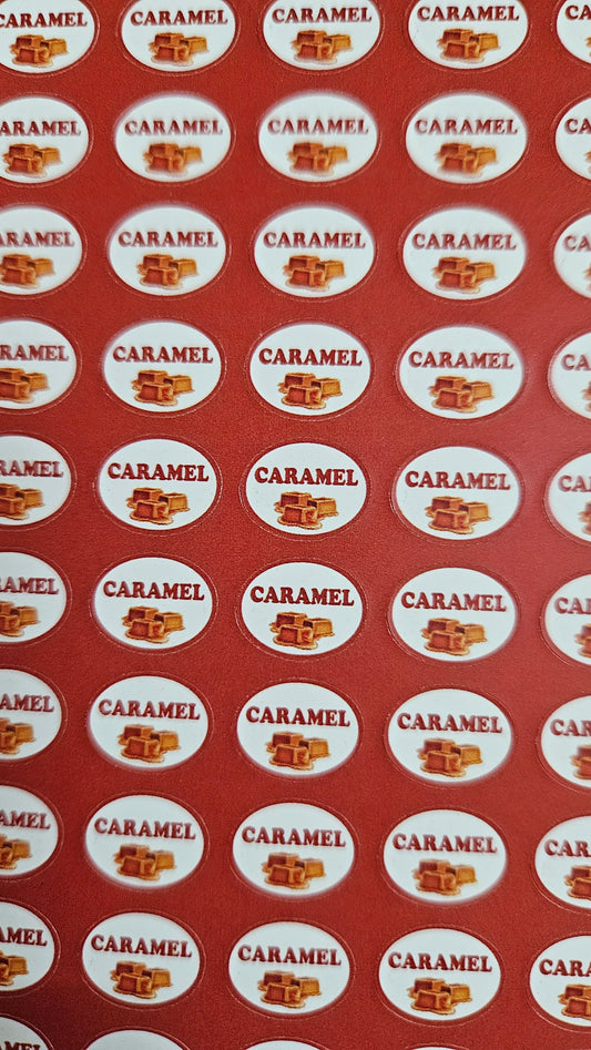 Caramel Flavour Small 0.5 inch Chocolate Stickers