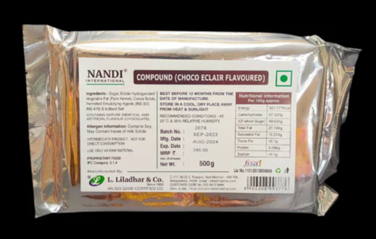 Choco Eclair Flavoured Chocolate Compound | Nandi – 500gms | Perfect for Chocolates, Cakes & Desserts