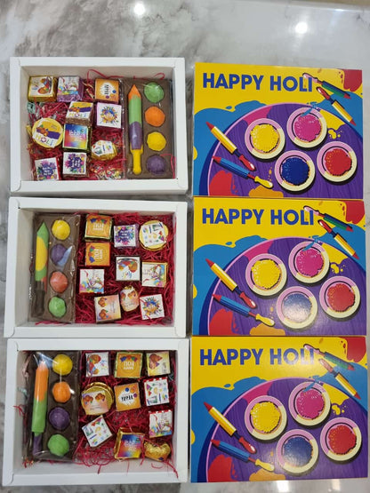 Happy Holi 12 Cavity Multi Purpose Box | 12 cavity Brownie Box | 12 Cavity chocolate Box | 12 cavity sweet box - Set of 10