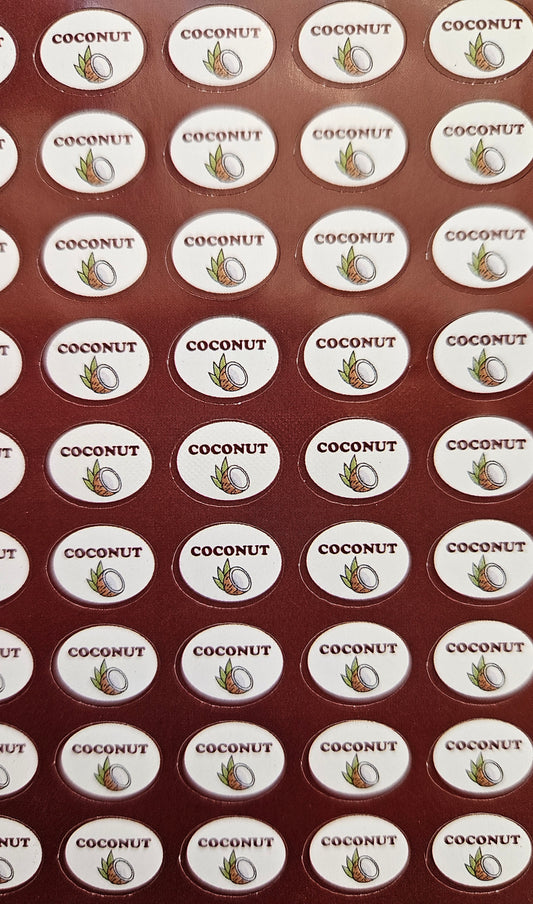 Coconut Flavour Small 0.5 inch Chocolate Stickers