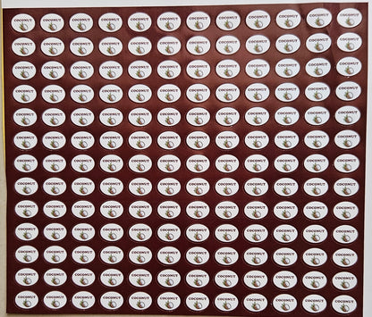 Coconut Flavour Small 0.5 inch Chocolate Stickers