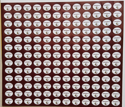 Coconut Flavour Small 0.5 inch Chocolate Stickers