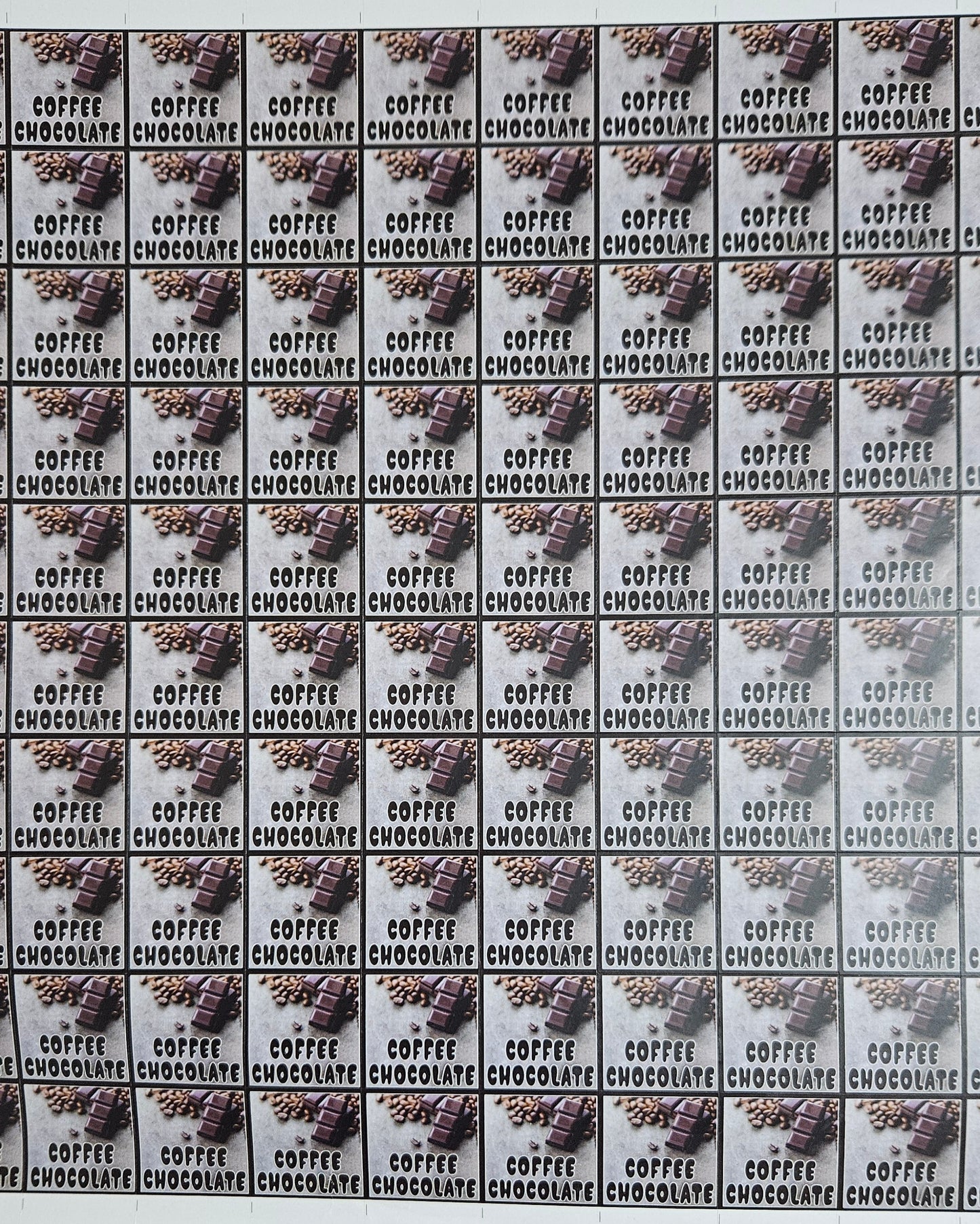 Coffee Flavour Cavity Size Sqaure Chocolate Stickers