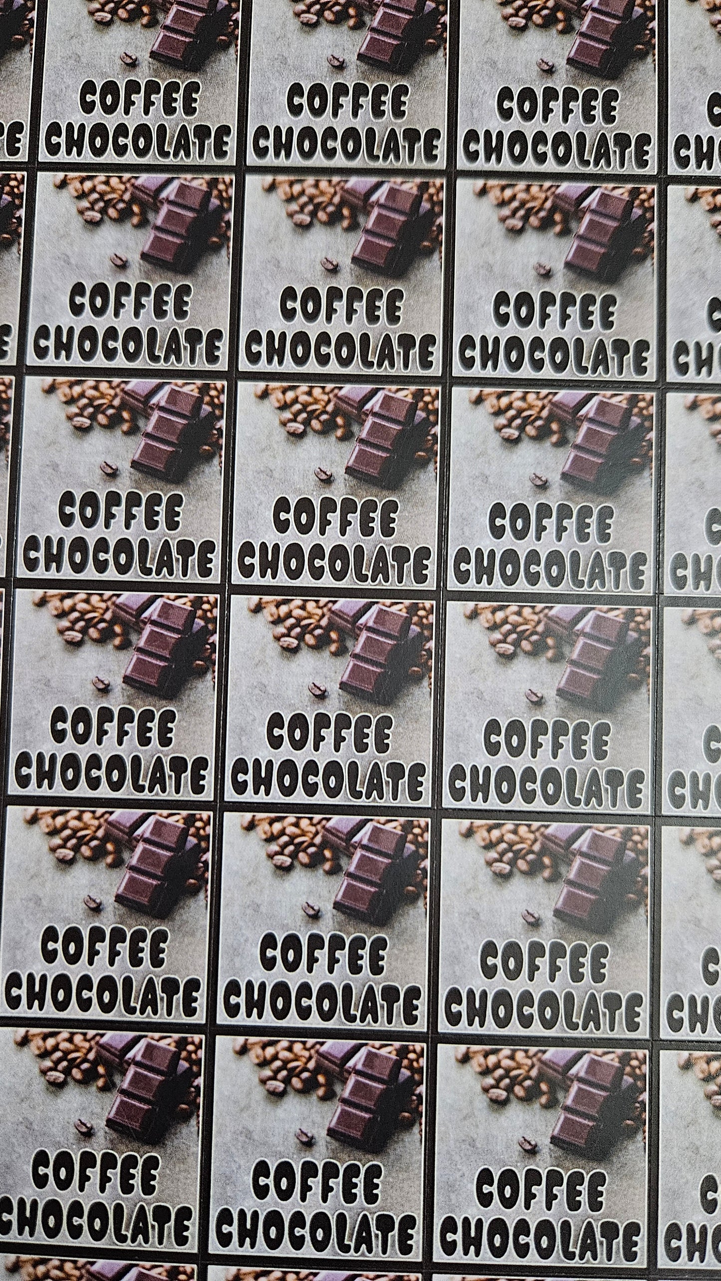 Coffee Flavour Cavity Size Sqaure Chocolate Stickers