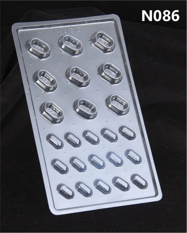 Center filling Oval shape Mould 086 | Liqour Filling Chocolate Mould