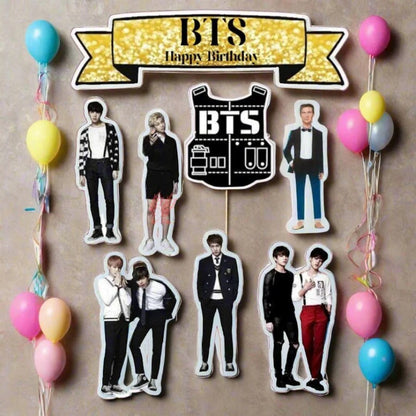 6pcs BTS theme Birthday Cake Topper| Cupcake Toppers| Bday Decorations Items