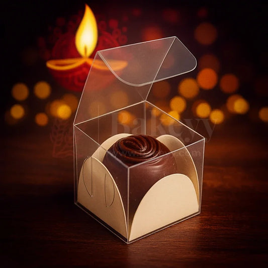 One Cavity Transparent Chocolate Box for Laddu, Candles, Chocolates & Truffles | Pack of 10