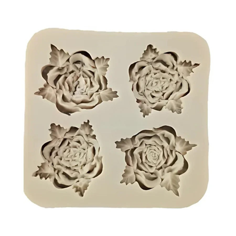 4 Cavity Rose Silicone Mould - 1 Piece