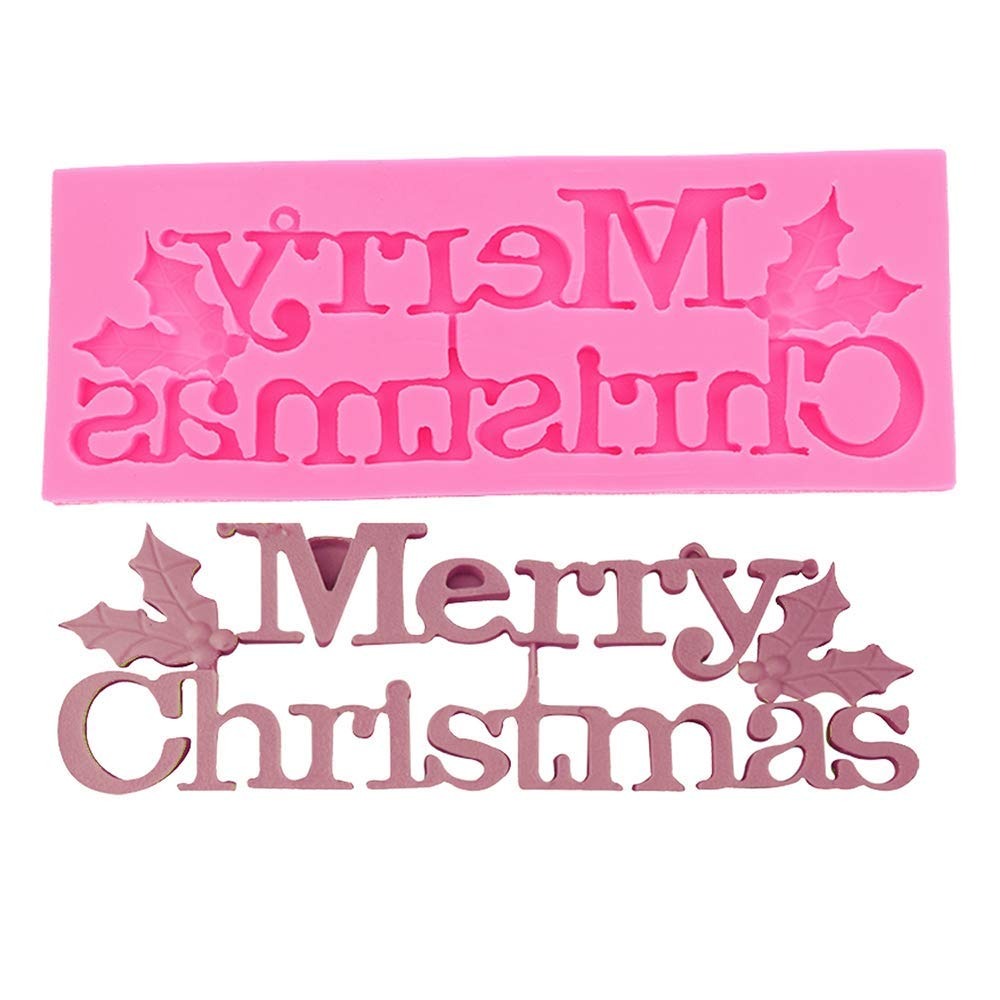 Merry Christmas Silicone Mold Fondant Cake Chocolate Mould Pudding Sugarcraft Decorating DIY Kitchen Baking Tools Pack of 1