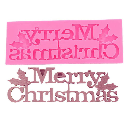 Merry Christmas Silicone Mold Fondant Cake Chocolate Mould Pudding Sugarcraft Decorating DIY Kitchen Baking Tools Pack of 1