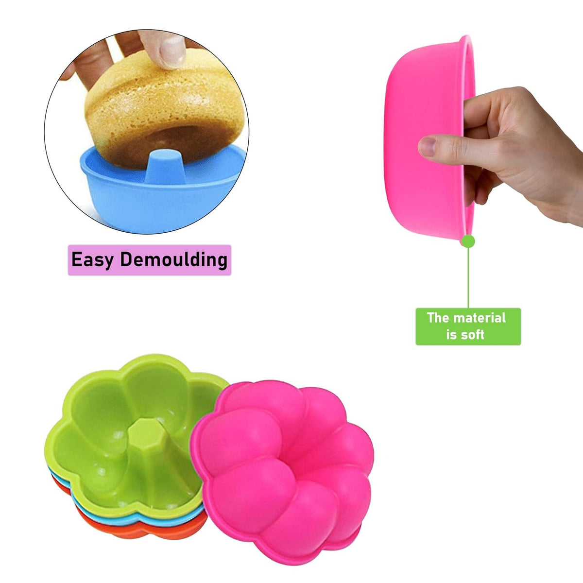 Silicone Flower Baking Pan|Flower Donut Cake Mousse Mold| Non Stick Mould for Perfect Shaped Donuts, Muffin, Cake, Biscuit, Bagels - Pack of 1