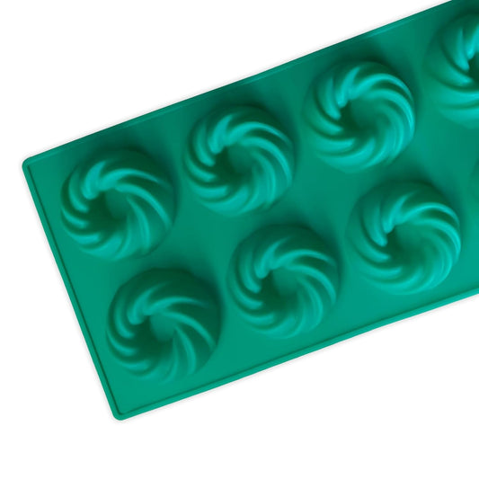 Silicone 8 Cavity Donut Baking Pan|Spiral Donut Cake Mousse Mold| Non Stick Mould for Perfect Shaped Donuts, Muffin, Cake, Biscuit, Bagels - Pack of 1