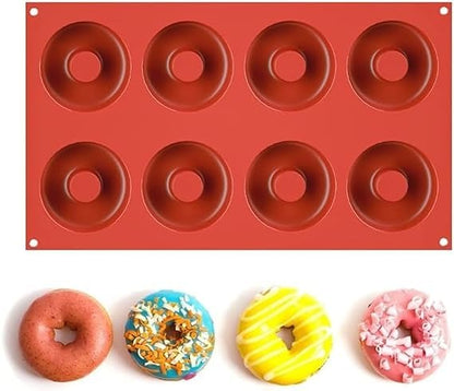 Silicone 8 Cavity Donut Baking Pan|Spiral Donut Cake Mousse Mold| Non Stick Mould for Perfect Shaped Donuts, Muffin, Cake, Biscuit, Bagels - Pack of 1 (Copy)