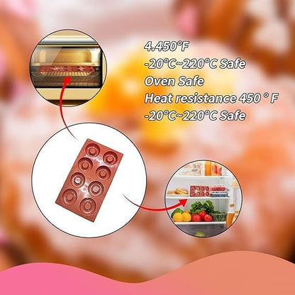 Silicone 8 Cavity Donut Baking Pan|Spiral Donut Cake Mousse Mold| Non Stick Mould for Perfect Shaped Donuts, Muffin, Cake, Biscuit, Bagels - Pack of 1 (Copy)