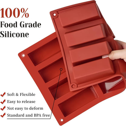 Silicone Protein Bar Mold – 12 Cavity Medium Narrow Rectangle Energy Bar Maker for Caramel, Muffins, Brownies, Cornbread, Cheesecake, Soap, Butter – Non-Stick Bakeware Mould