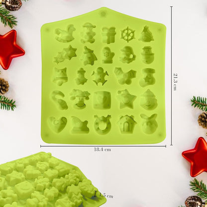 Christmas Chocolate Moulds Silicone Chocolate Mould 25-Cavity | Gift Box Christmas Molds Non-Stick Chocolate Silicone Moulds 3D Xmas Candy Mold Trays for Jelly Cookies Cake Fondant Mold