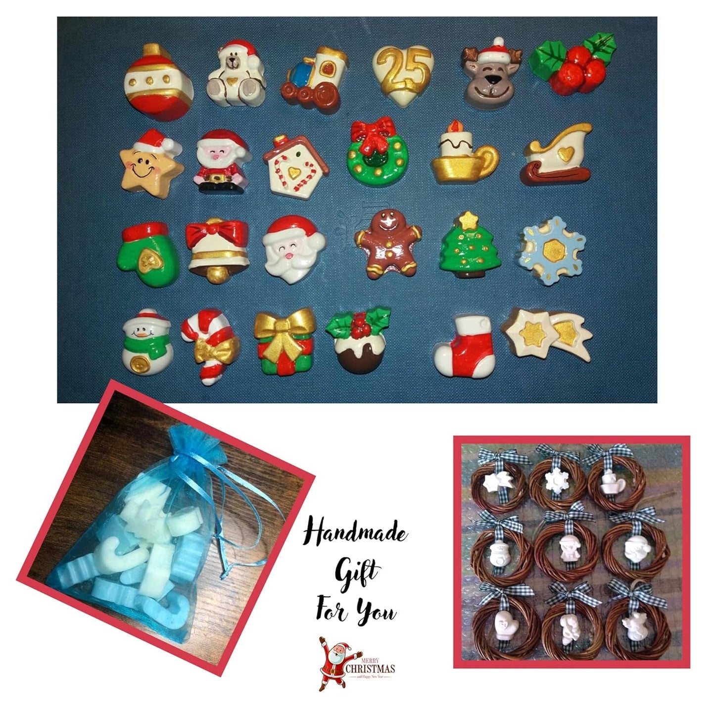 Christmas Chocolate Moulds Silicone Chocolate Mould 25-Cavity | Gift Box Christmas Molds Non-Stick Chocolate Silicone Moulds 3D Xmas Candy Mold Trays for Jelly Cookies Cake Fondant Mold