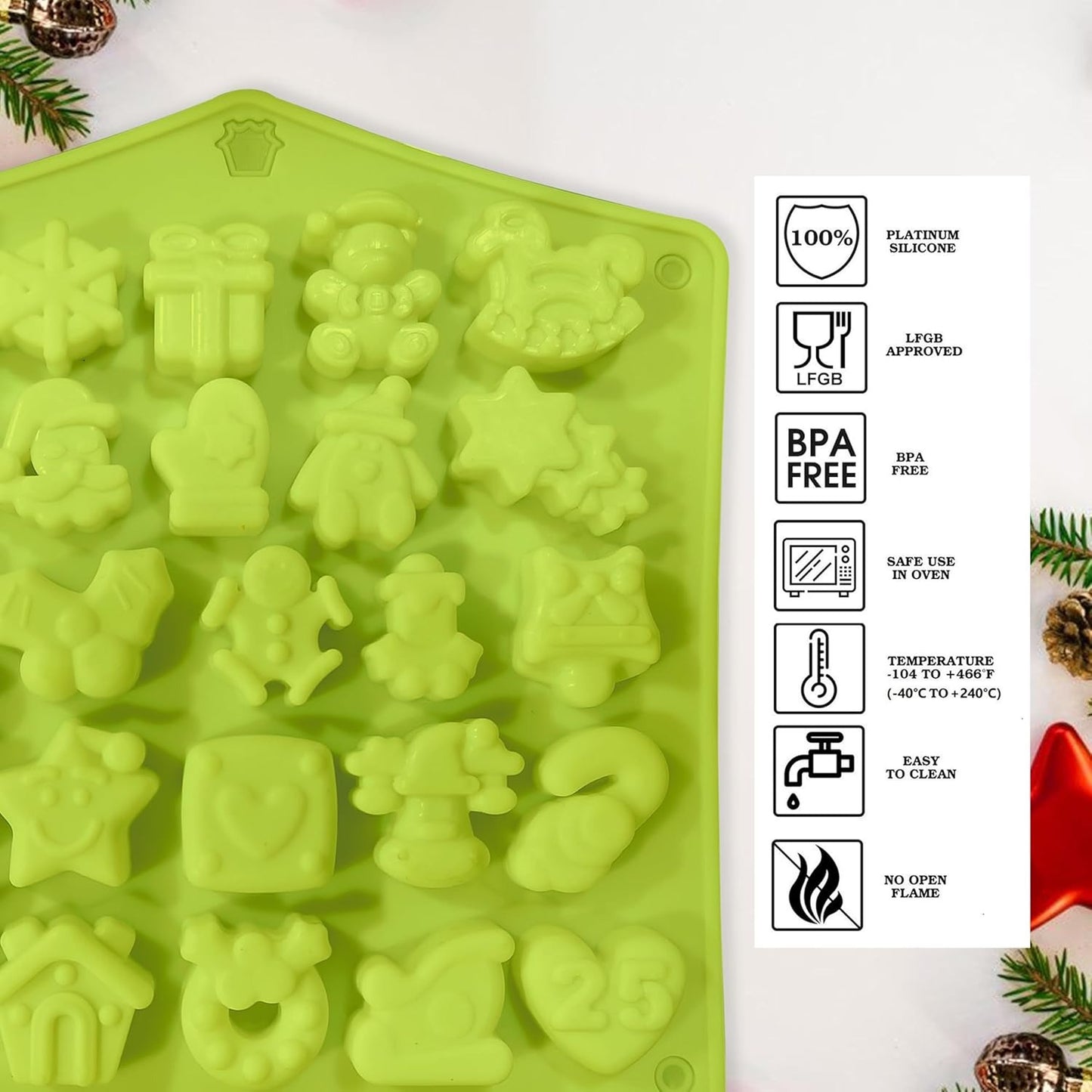 Christmas Chocolate Moulds Silicone Chocolate Mould 25-Cavity | Gift Box Christmas Molds Non-Stick Chocolate Silicone Moulds 3D Xmas Candy Mold Trays for Jelly Cookies Cake Fondant Mold