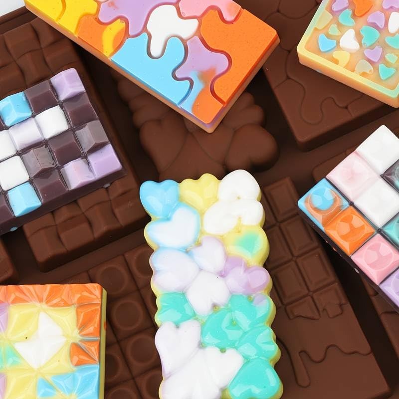 12 Cavity Silicone Chocolate Bar Mold, Break Apart Chocolate Molds Waffle Bar Mould Candy Mold, Mousse Cake Decoration Mold (Pack of 1) 26.2 x 16.3 x 0.5 centimeters