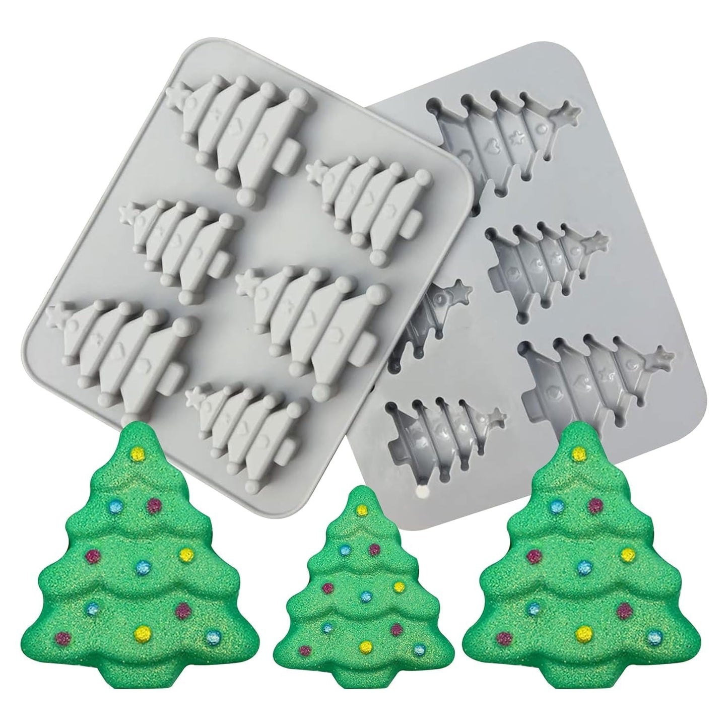 6 Cavity Silicone Christmas Pine Tree Chocolate Mould Silicone Fondant Mold for Chirstmas Tree Cookie Cake Decoration