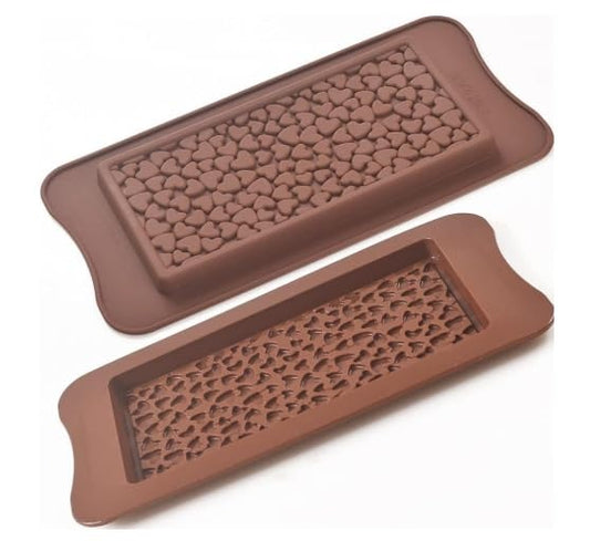 Heart Pattern Silicone Chocolate Bar Molds, Brown Non-Stick Baking Trays for Candy Making, Soap Crafting, Ice Cube Making
