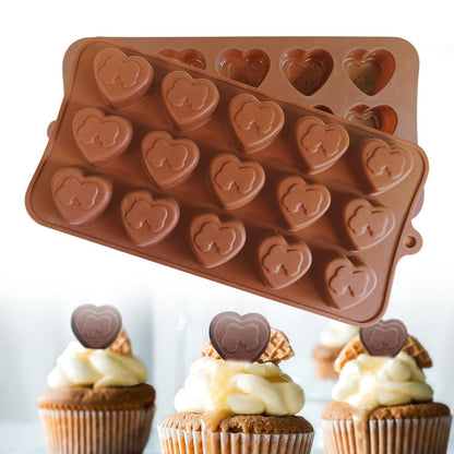 Silicone 15 Cavity Heart Kiss Shape Mold for Making Homemade Chocolate, Candy, Gummy, Jelly, Ice Cubes | Baking Mould | Candy Mould