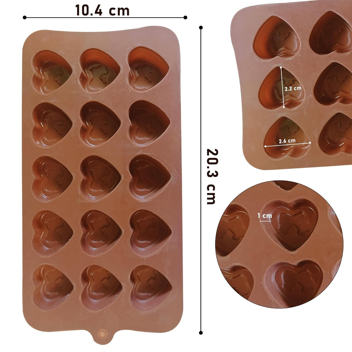 Silicone 15 Cavity Heart Kiss Shape Mold for Making Homemade Chocolate, Candy, Gummy, Jelly, Ice Cubes | Baking Mould | Candy Mould