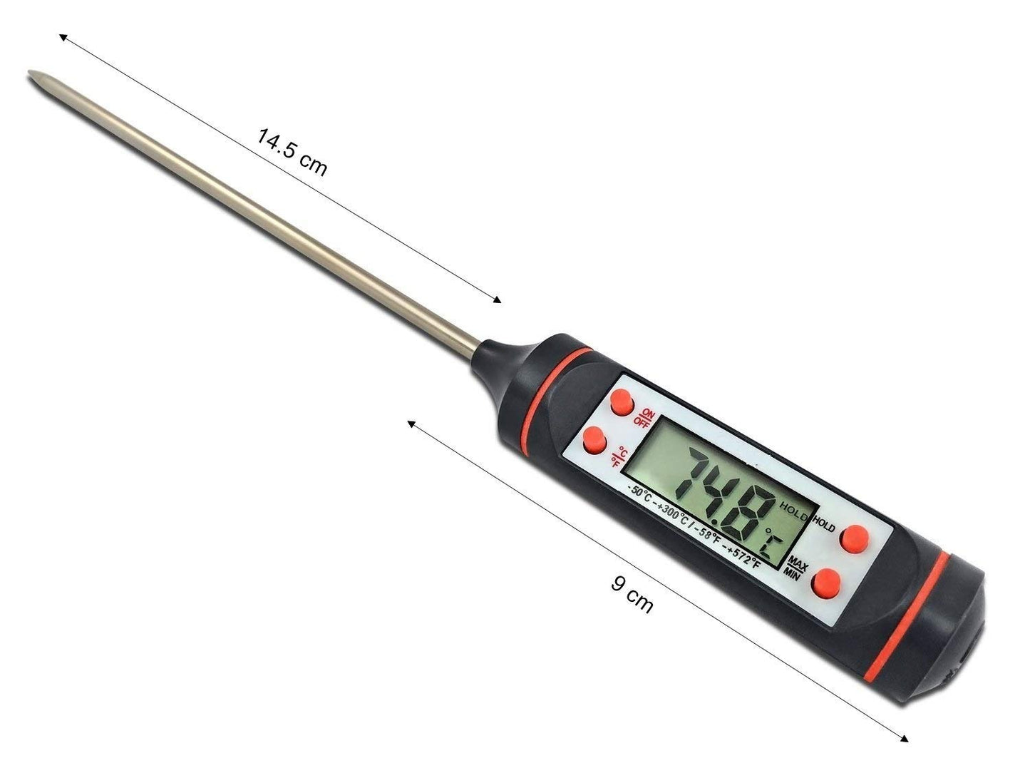 Black Food Thermometer, Digital Cooking Round Instant Read Meat Kitchen Thermometer