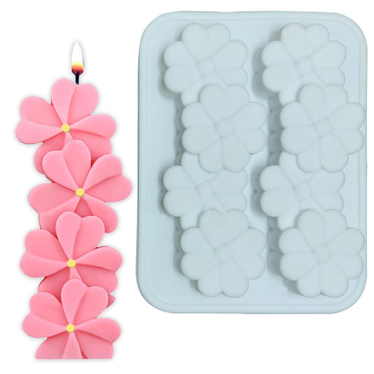 2 Cavity Heart Flower Shape Candle Mould, Joint Heart Flower Candle Mould for Candle Making Multi-Purpose Silicone Mould for Chocolate Resin soap (4.5 x 3.7 x 0.5 Inch)