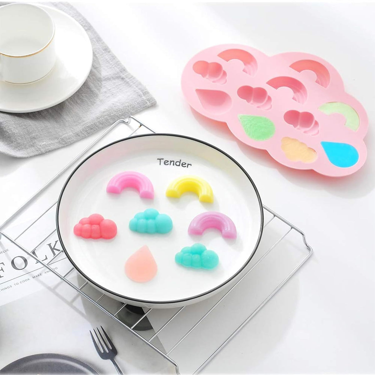 Silicone Rainbow Shape Chocolate Mold |Weather Theme Mould for Cake Decoration |Ice Cube Tray |Baking Mould for Chocolate, Hard Candy, Ice Cubes, Gummy, Chocolate, Toffee