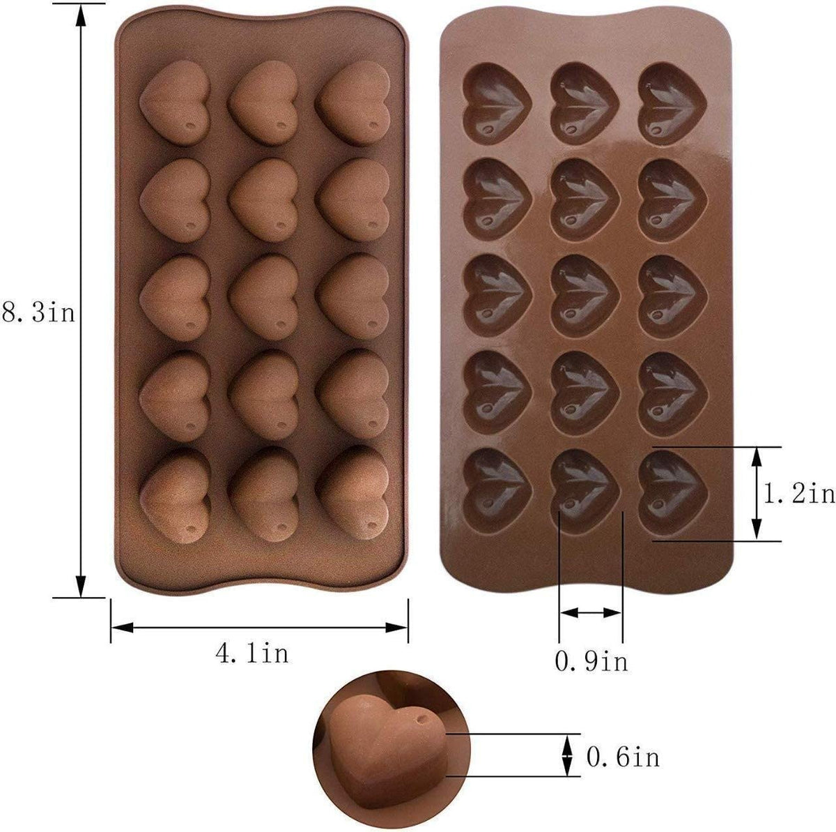 Silicone Heart Chocolate Candy Mould, Heart Shape | 15 Cavity Mold, Re-Usable