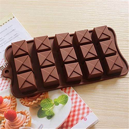 Silicone 15 Cavity Silicone Square Chocolate Candy All Purpose Mold (Output Weight Approx : 12 Grams ; Cavity Size : 2.2 x 2.2 x 2 cm)