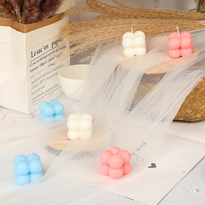 3D Bubble Candle Molds - 15 Cavity 4 Bubble Cube Silicone Mold for Candles Soap Making, Bubble Cake Mold for Baking Dessert Mousse Cake Jelly Ice Cream