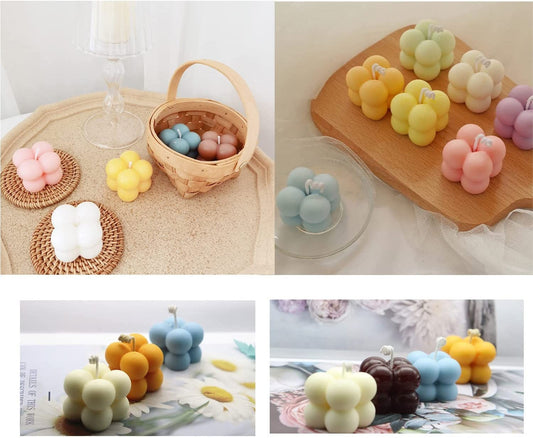 3D Bubble Candle Molds - 15 Cavity 4 Bubble Cube Silicone Mold for Candles Soap Making, Bubble Cake Mold for Baking Dessert Mousse Cake Jelly Ice Cream