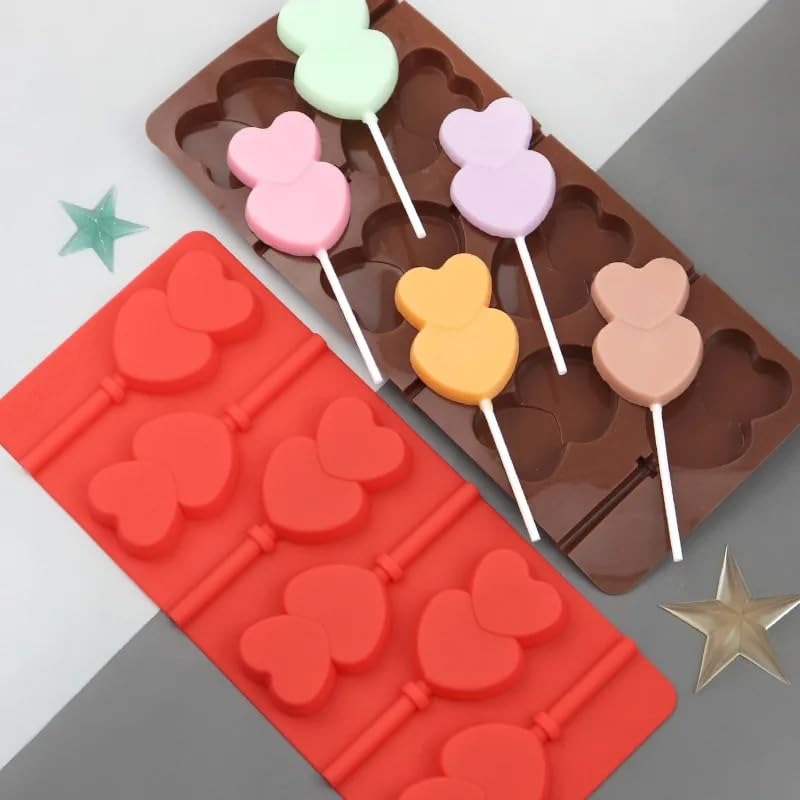Double Heart Lollipop Silicon Mold | Love Heart Shape for Valentine's Day Chocolate Mould