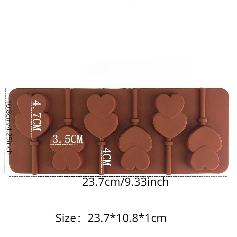 Double Heart Lollipop Silicon Mold | Love Heart Shape for Valentine's Day Chocolate Mould