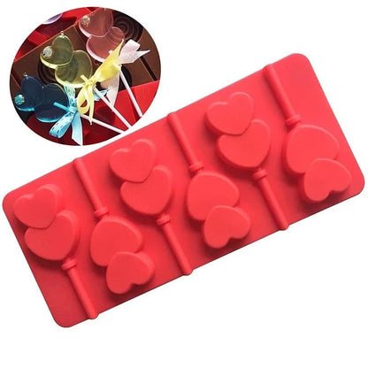Double Heart Lollipop Silicon Mold | Love Heart Shape for Valentine's Day Chocolate Mould