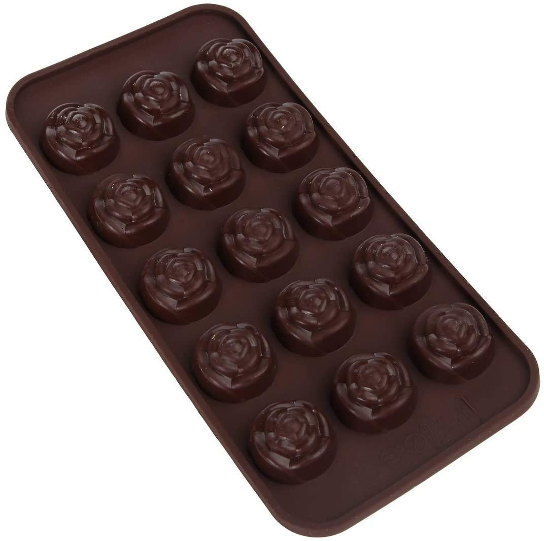 15 Cavity Rose Chocolate Silicon Molds | Rose Shape Chocolate Mould for Valentine's Day