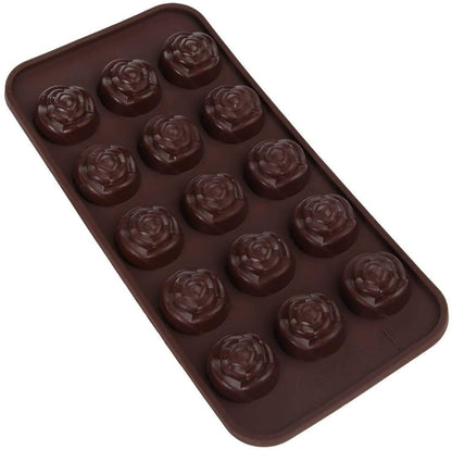 15 Cavity Rose Chocolate Silicon Molds | Rose Shape Chocolate Mould for Valentine's Day