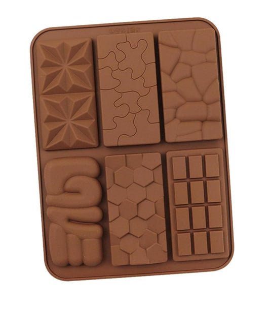 6 in 1 Chocolate Mould Tray I Multi Shape Break-Apart Chocolate Mold I Silicone DIY 3D Chocolate Mold