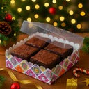 4 Brownie Box With Transparent Lid (Mixed Design) | Pack of 10