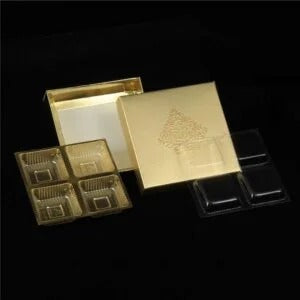 4 Cavity Gold Box (O-Tray) Pack of 10 | 4 Cavity Chocolate Box Gold
