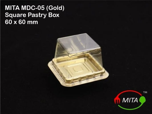 Mini Square Dome Pastry Box Gold (MDC-05) Pack of 25