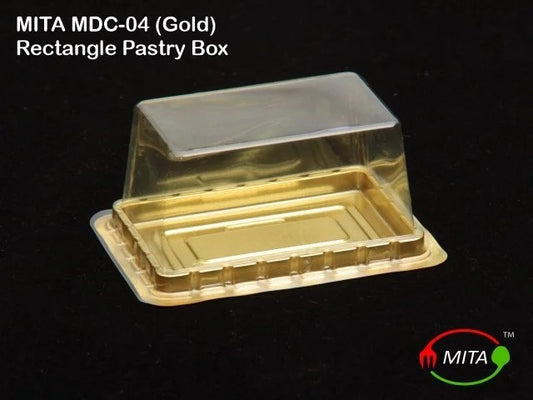 Rectangle Dome Pastry Box Gold (MDC-04) Pack of 25