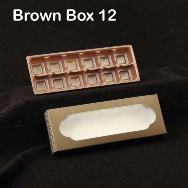 12 Brown Box + N-Tray Pack of 5 | 12 Cavity Brown Chocolate Boxes